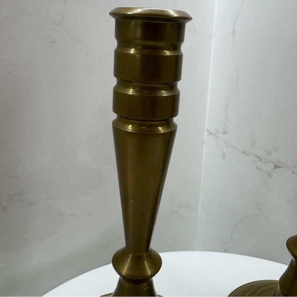 Vintage solid brass turned MCM 7” candlestick holders (set of 2) - Picture 6 of 11